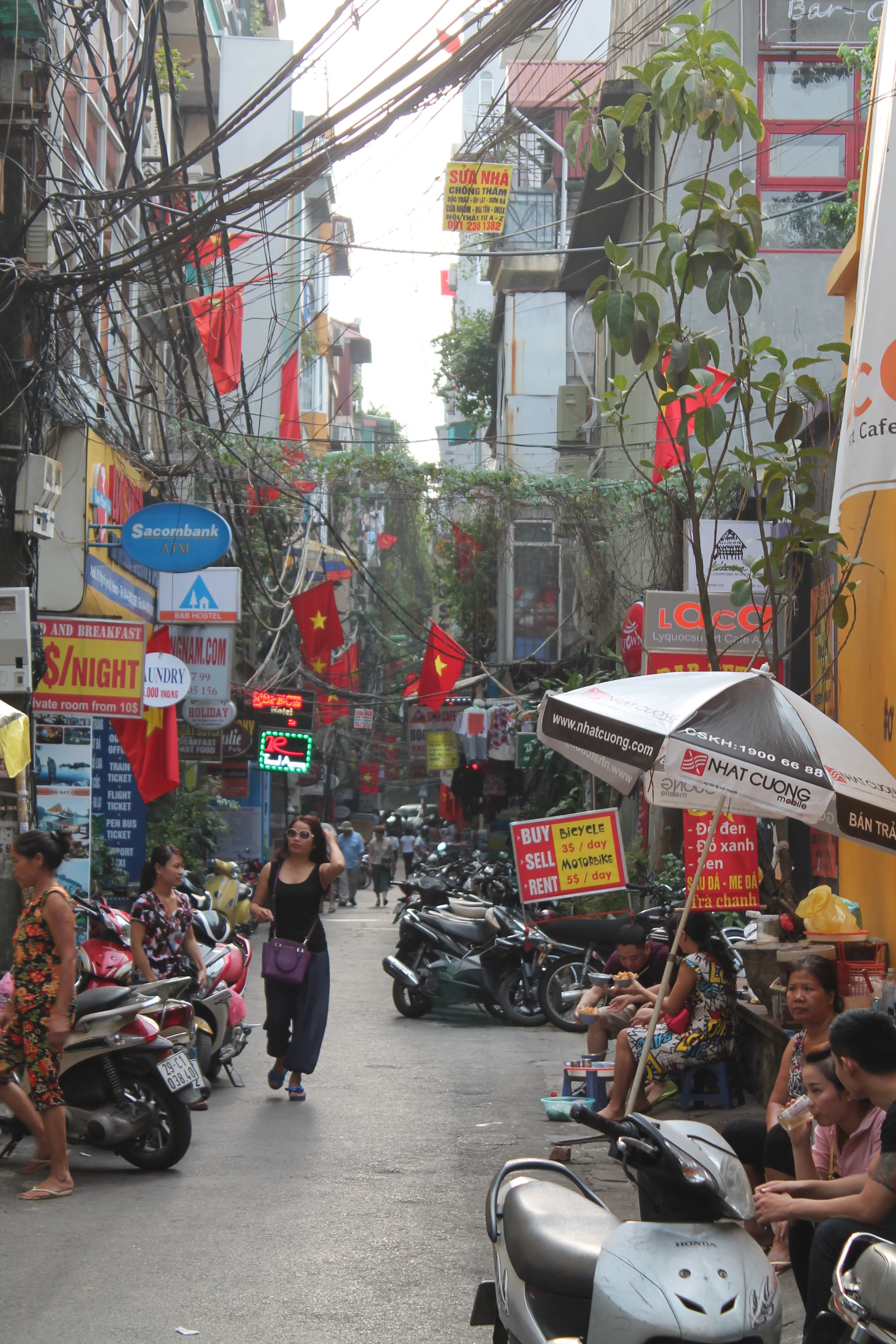 Crowded, but clean. Typical street view in the Old Quarter, Hanoi.