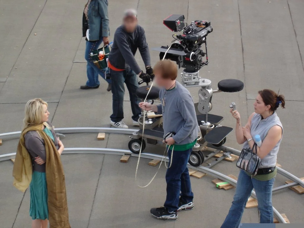 Taking a continuity photo with Josie Bissett