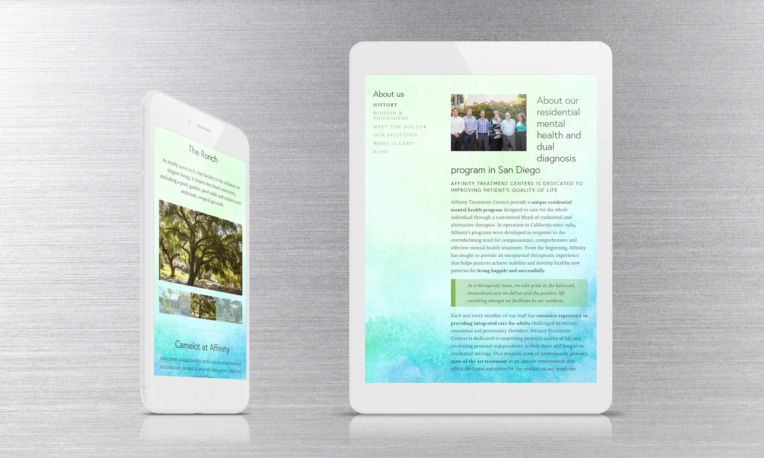  The Affinity site was built on Squarespace, with Custom CSS and a sensitive touch. 