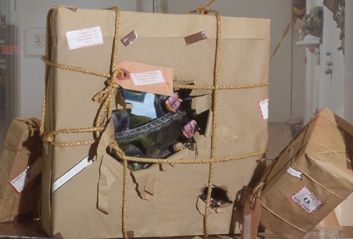 Flotilla exhibition, V. MacDonnell Gallery, Toronto, 2001. Loony Toons, The Brothers Grimm and Sermon on the Mount, all rolled into one.