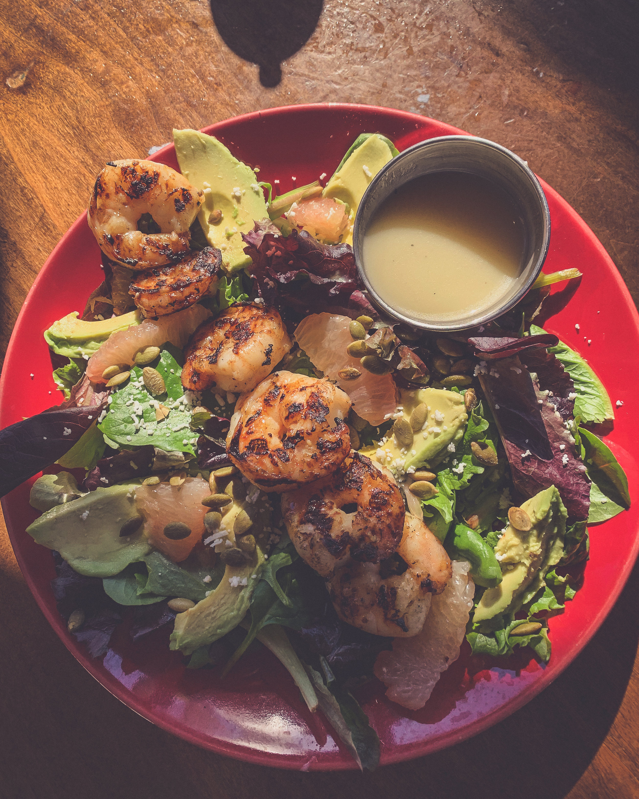Grilled shrimp, avocado, &amp; grapefruit salad- Sundowners