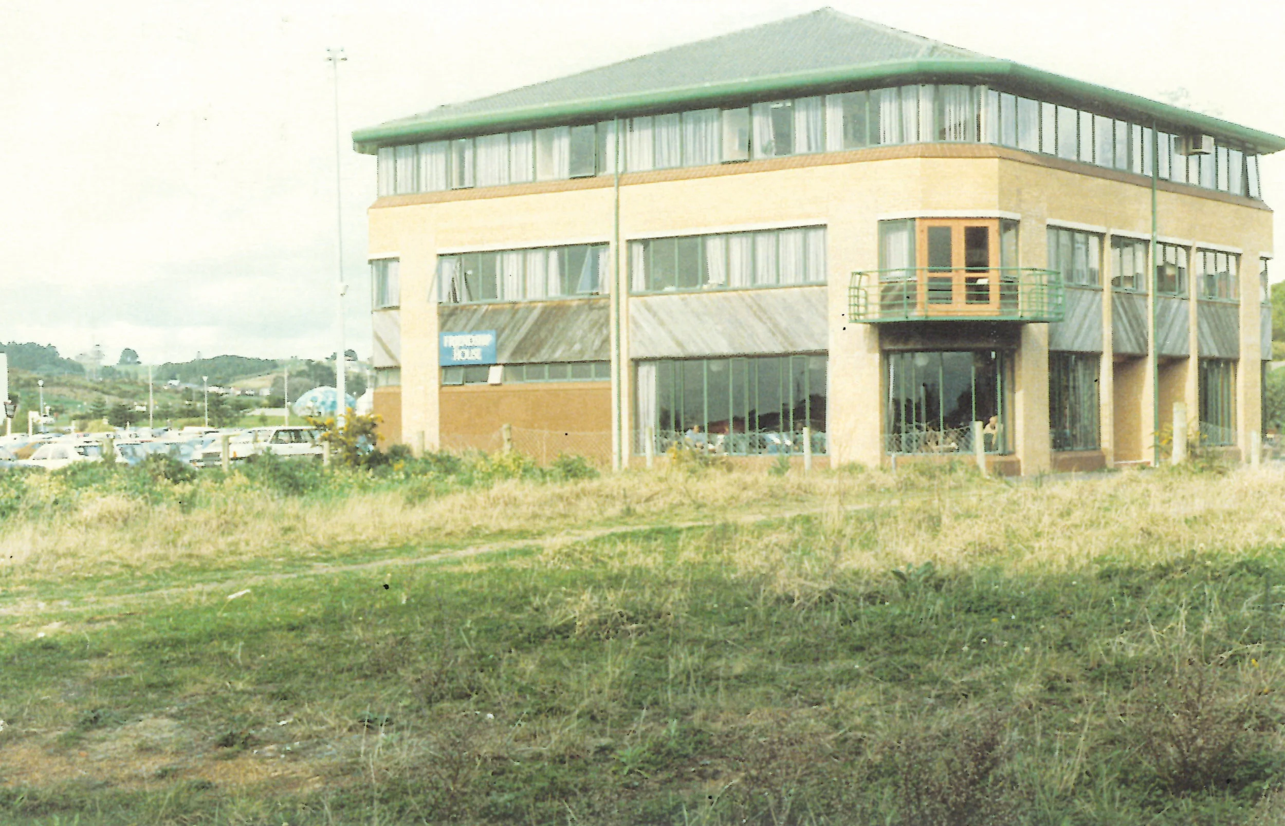 View of Friendship House from paddock which became Kororo Court, 25 July 1984.