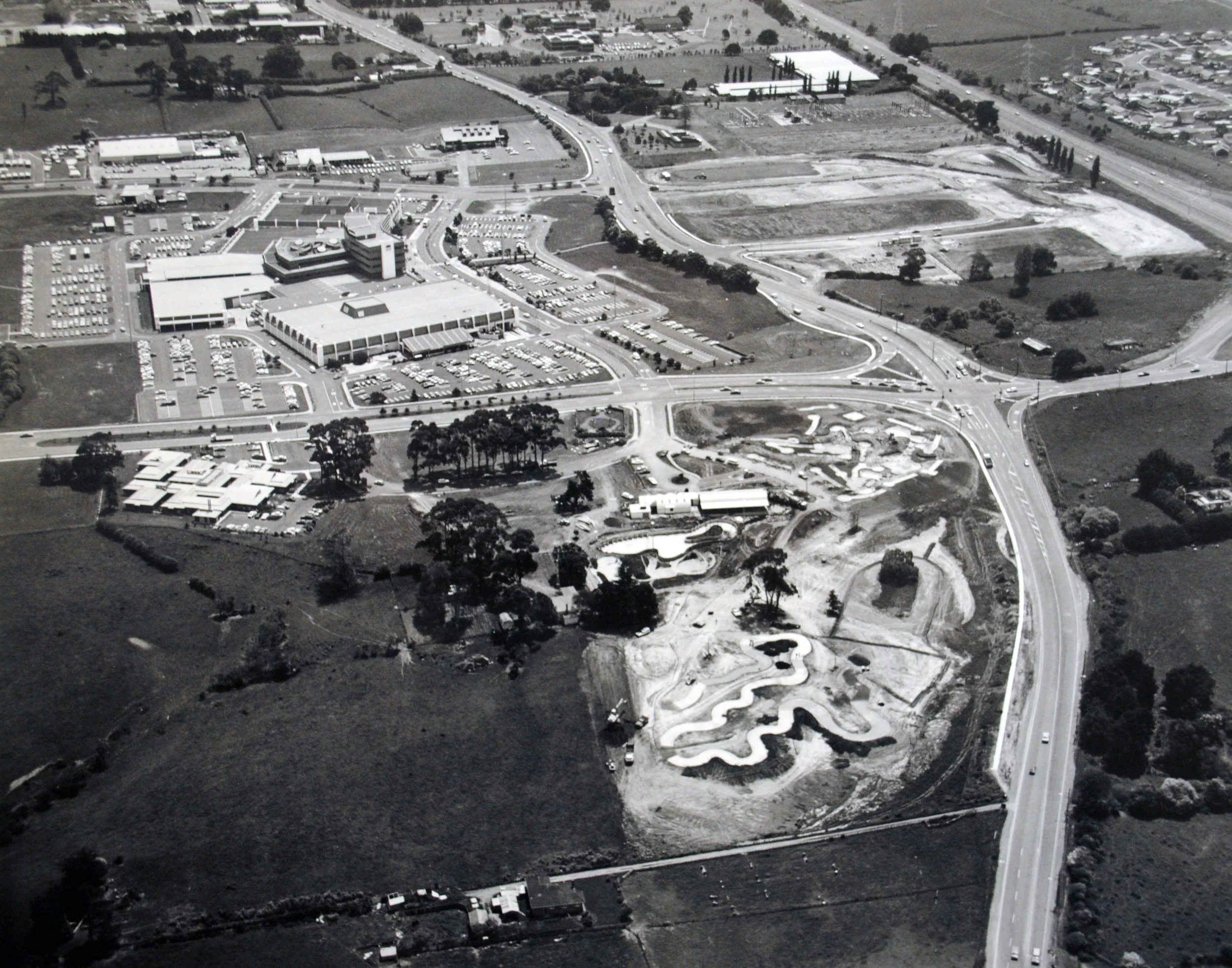 Construction of Rainbow’s End, early 1982. The park opened in December 1982.