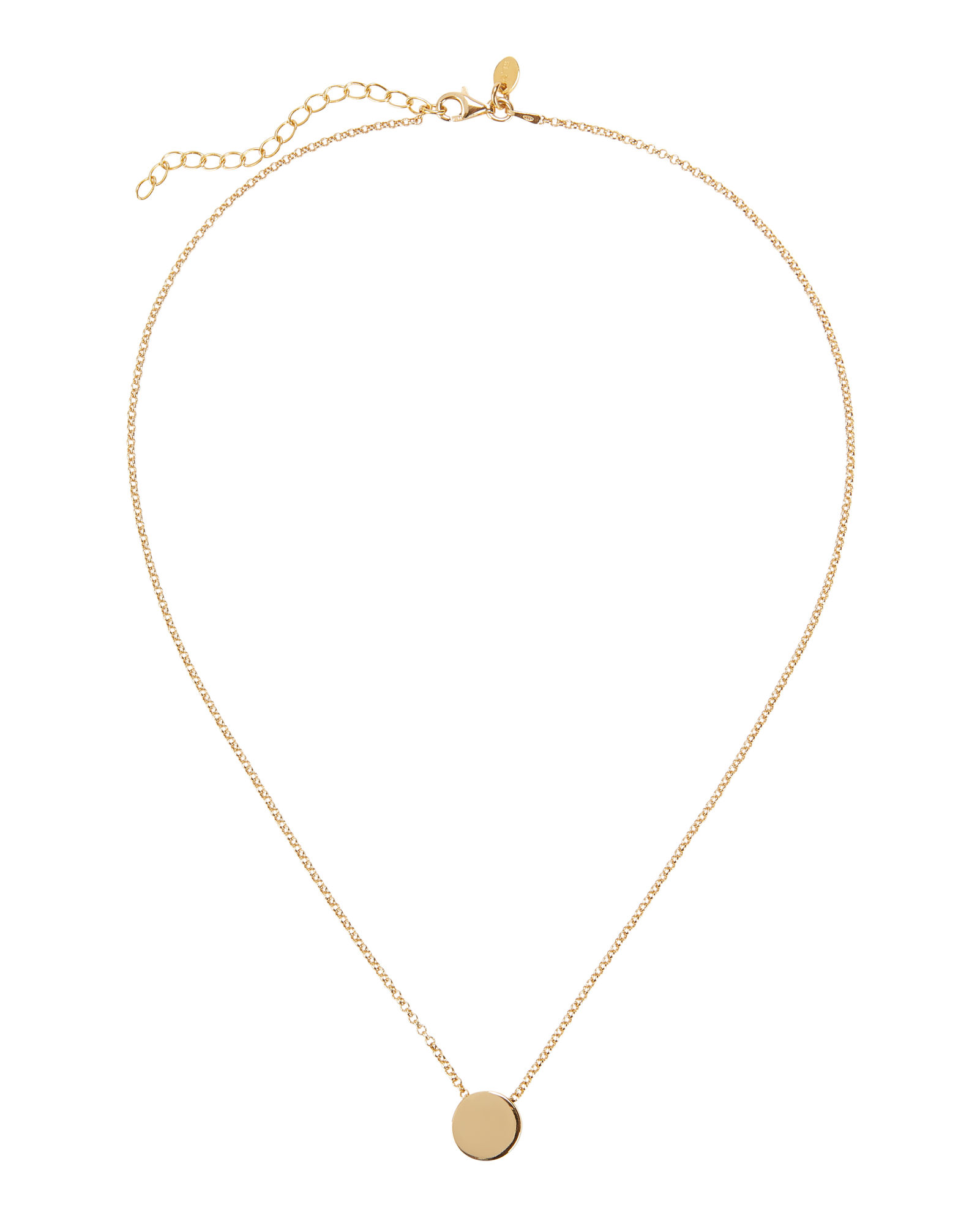 Flat disk pendant necklace 