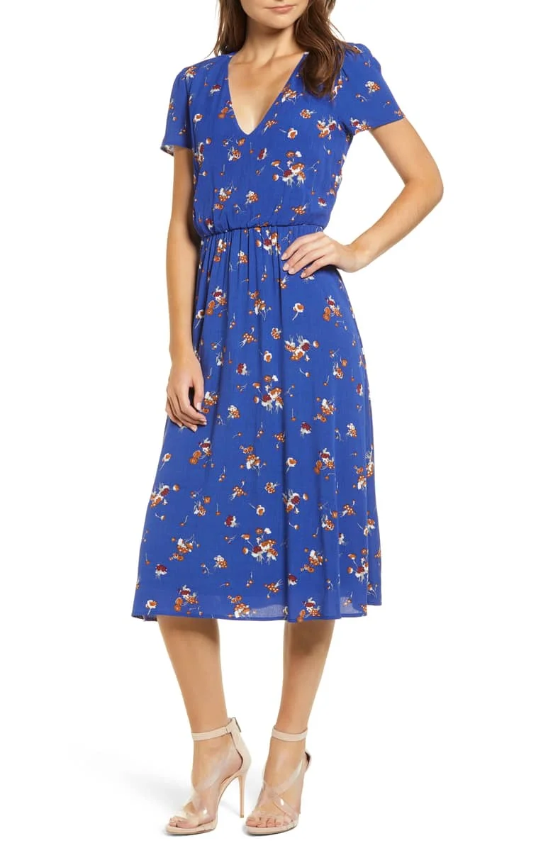 WAYF Blouson Midi Dress