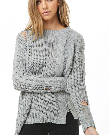 Distressed Mixed Stitched Sweater