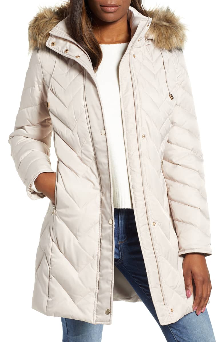 Marc New York Fur Trim Coat