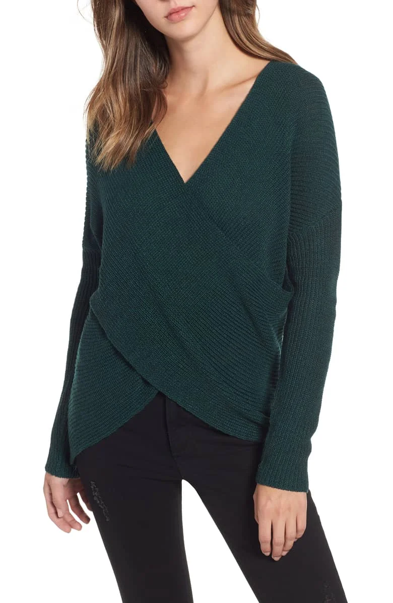 ASTR the Label Wrap Front Sweater