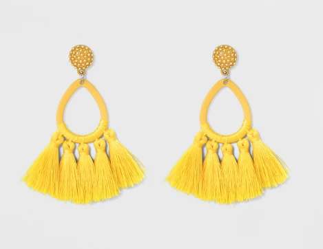 Yellow fringe earrings