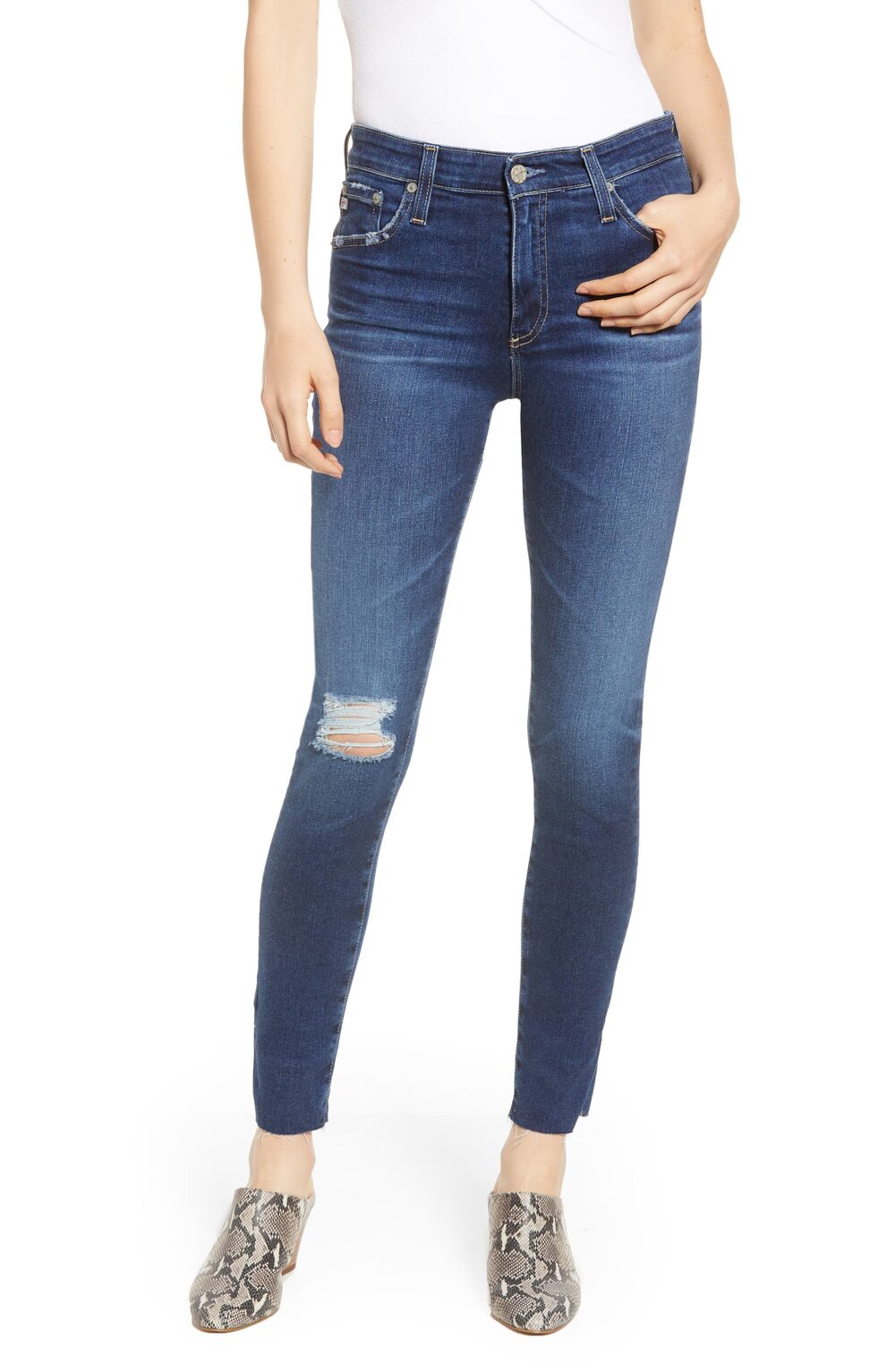 AG Ripped Stiletto ankle Jeans