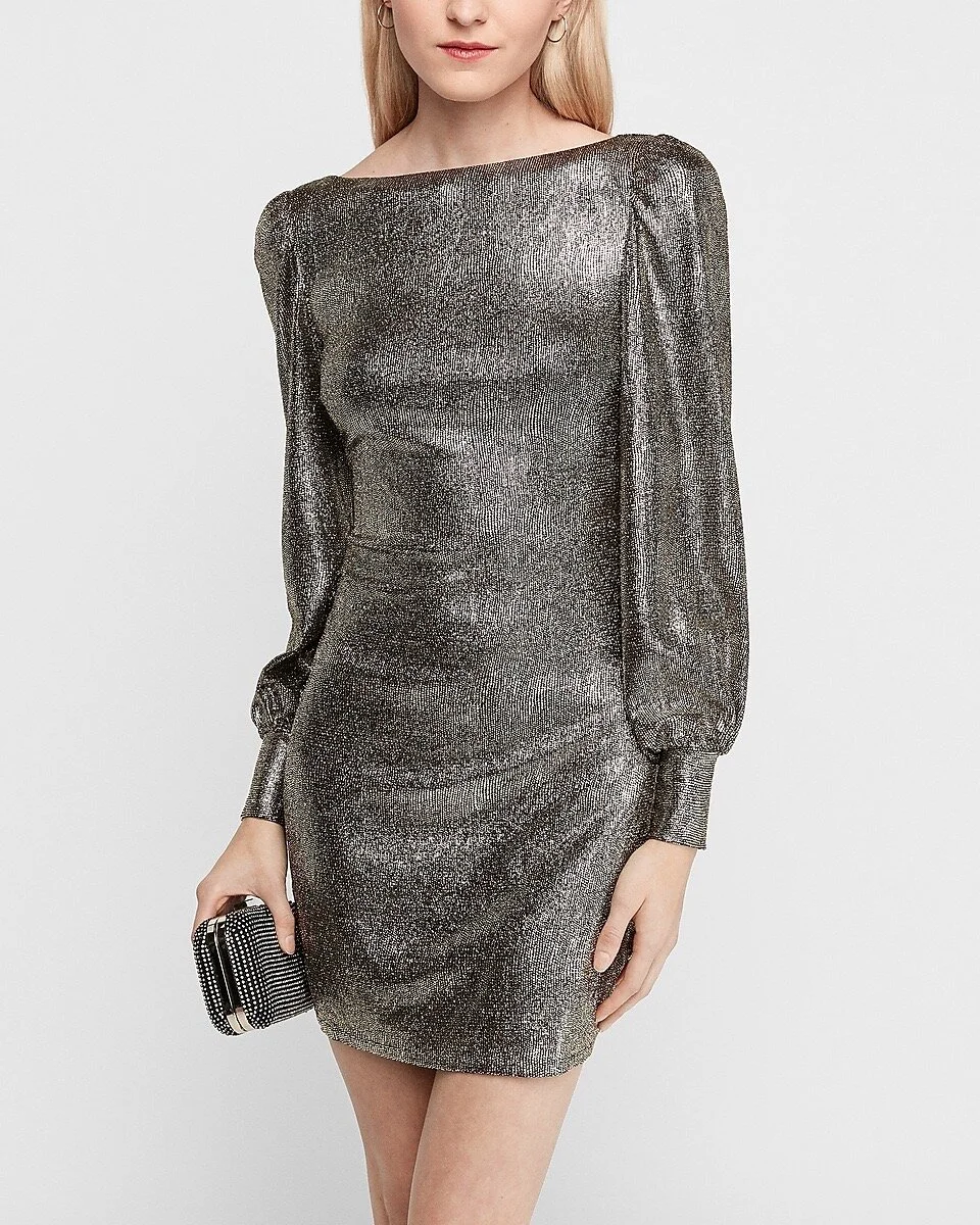 Open back puff sleeve dress