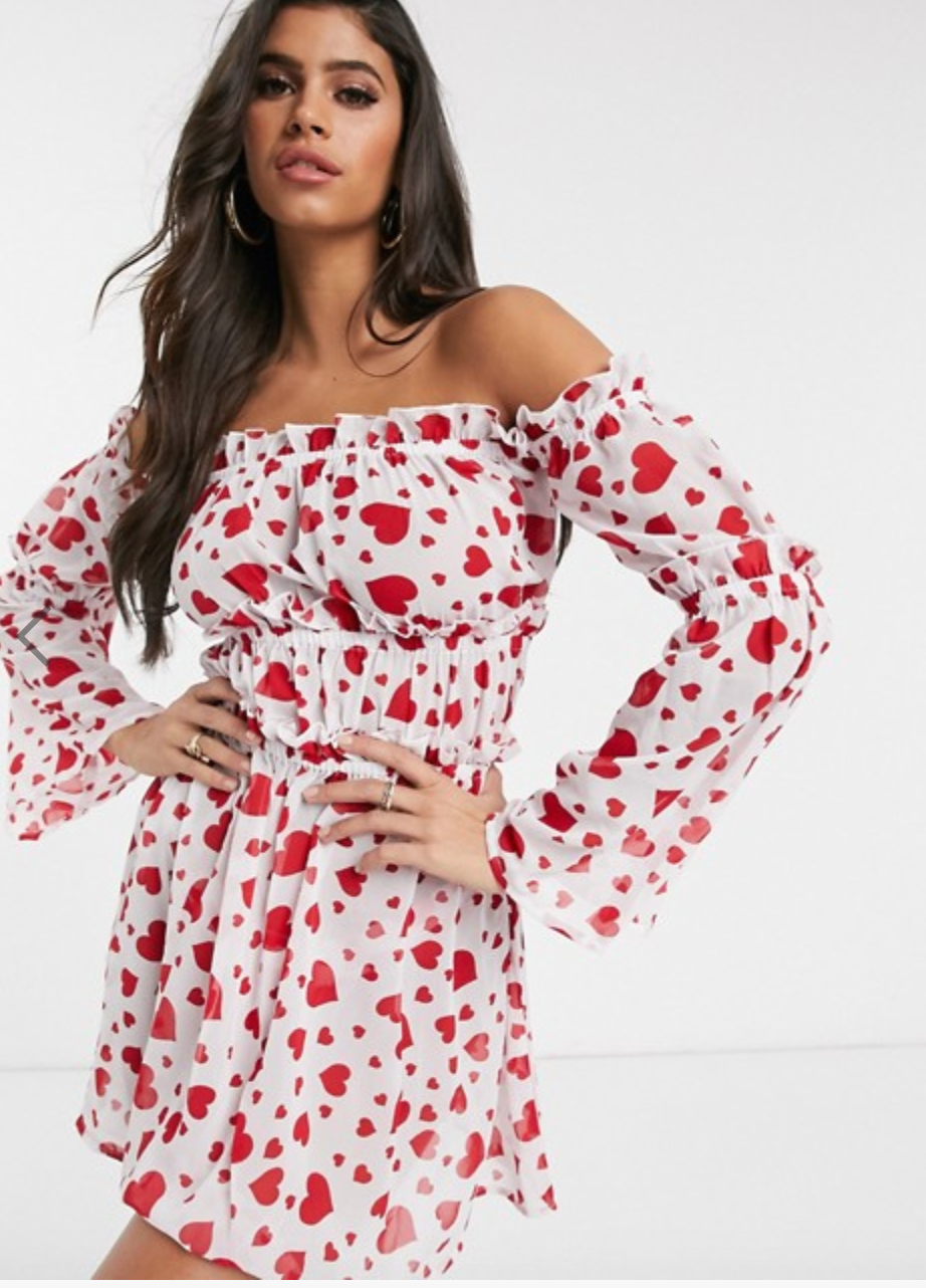Off the shoulder heart mini dress 