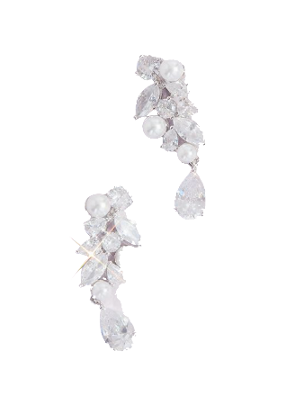 Crystal and pearl cluster earrings