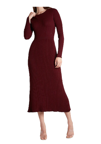 Ribbed crew neck maxi sweater dress