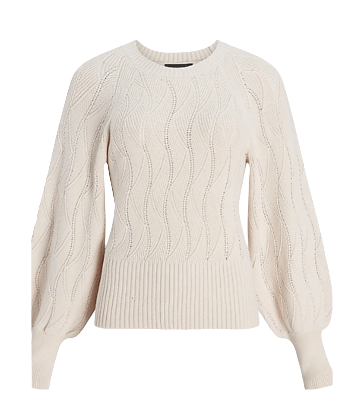 Open stitch balloon sleeve sweater
