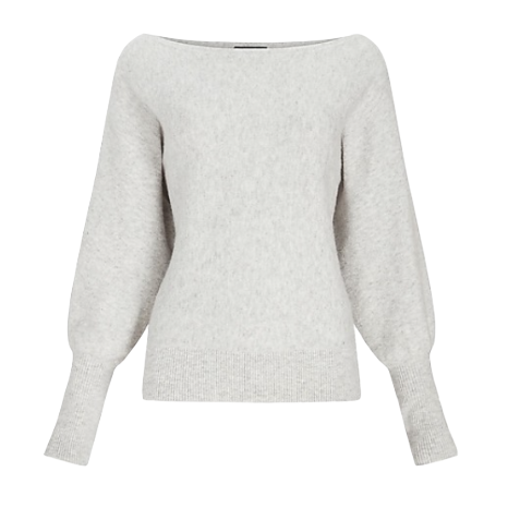 Off the shoulder balloon sleeve sweater