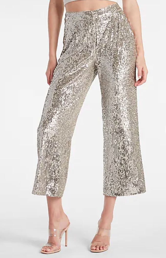 Sequin high waisted cropped trousers