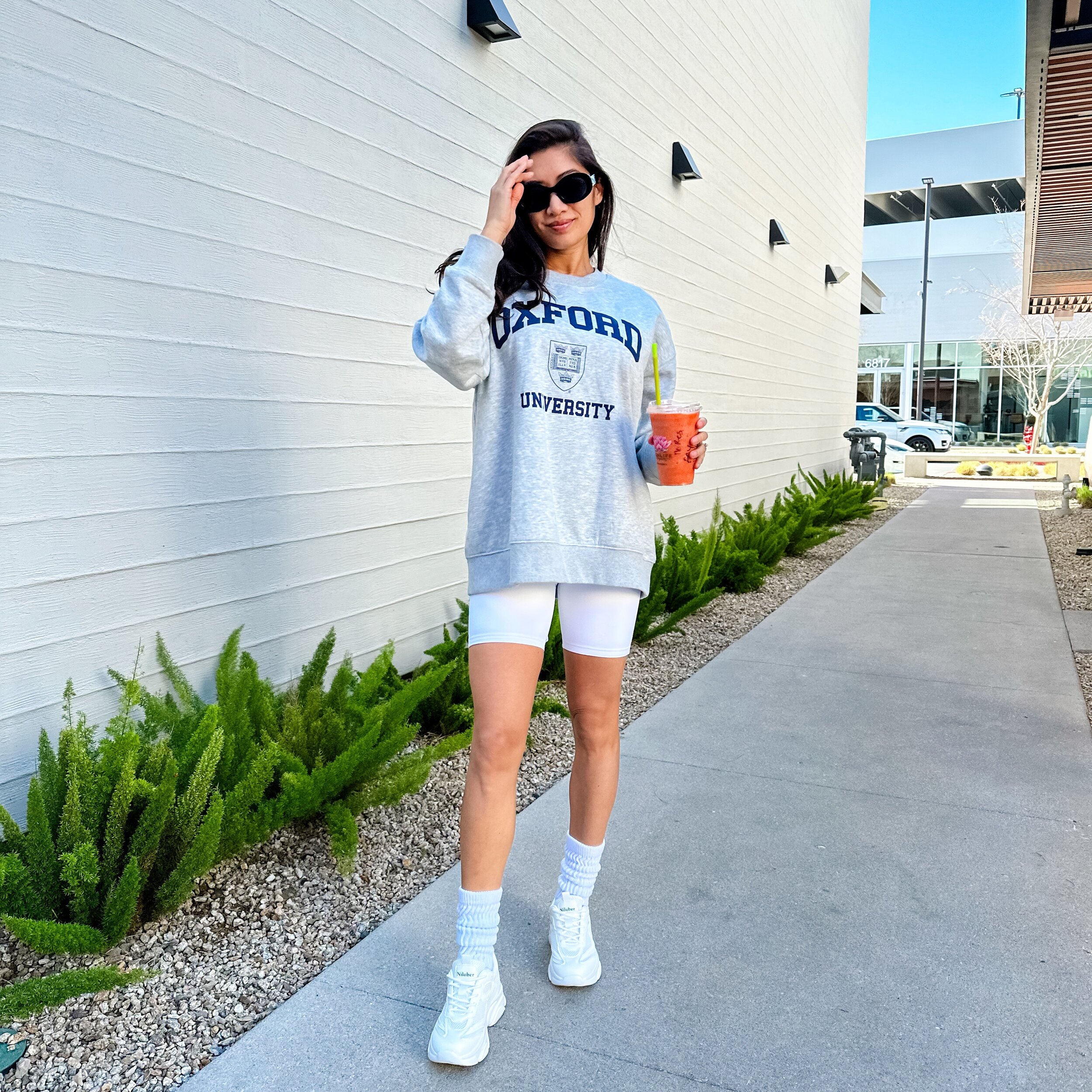 Channeling the Princess Diana casual look but with an Oxford sweatshirt and a hidden baby bump 🤰🏻IYKYK 😂😅 Wasn&rsquo;t sure on chunky sneaks but they&rsquo;re so comfy and easy for walking plus they&rsquo;re under $40! Linked everything via my @s