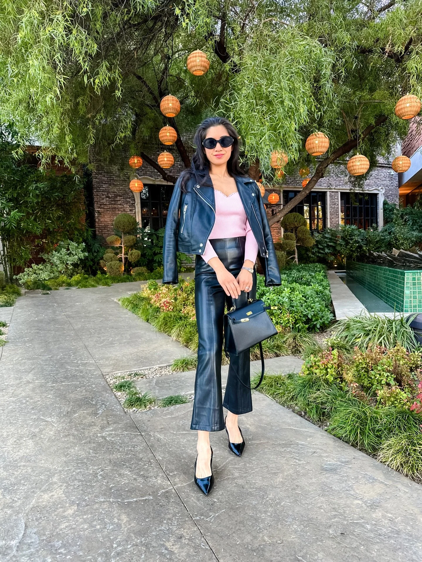Faux leather + a pop of pink for Valentine&rsquo;s Day 💗 this would be perfect for a casual V day date! 

Comment SHOP below to receive a DM with the link to this post on my LTK https://liketk.it/5Q6b5 #ltkvalentine #ltkseasonal #ltkstyletip #ltkund