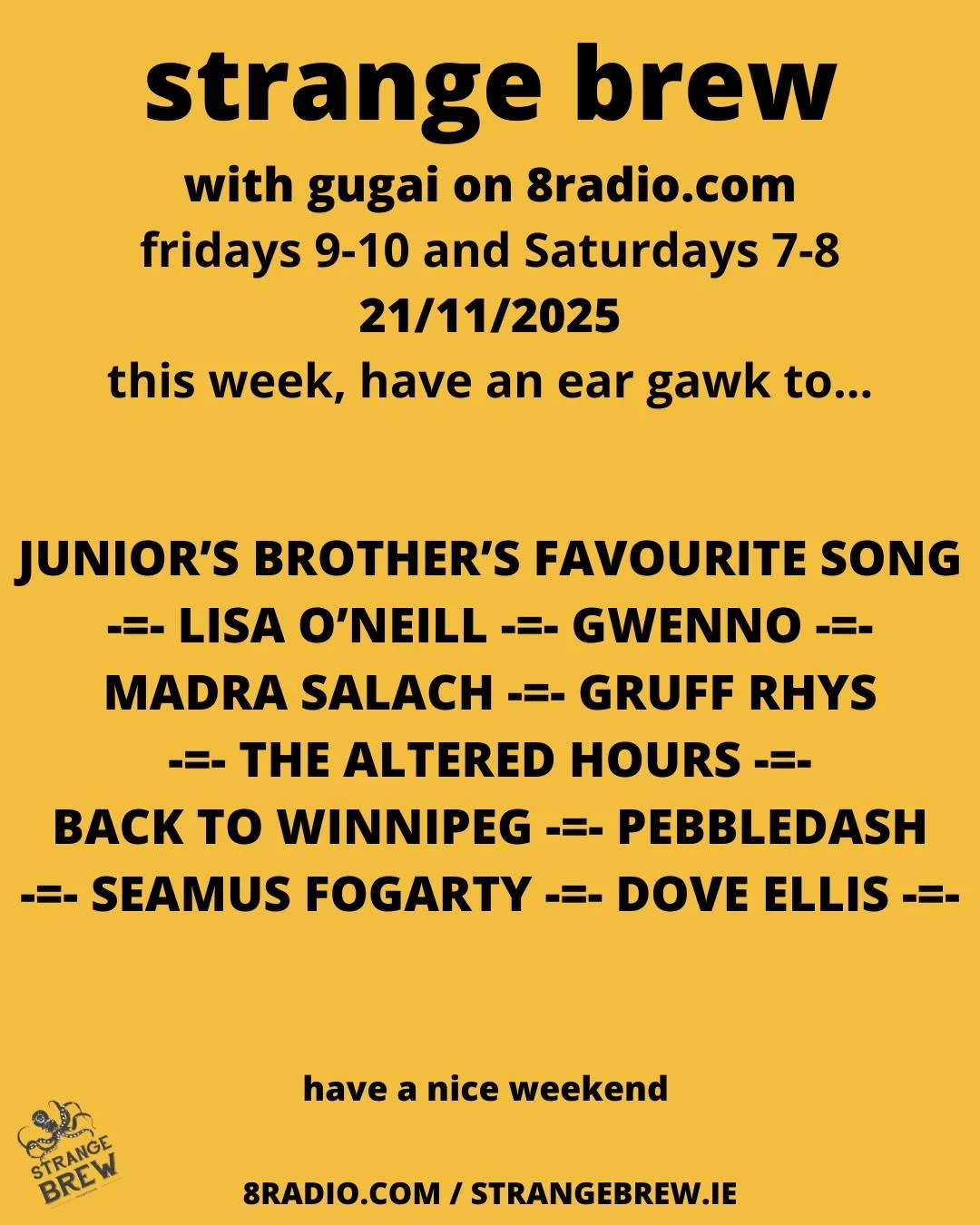 Well, the time has finally come and the baby chicks have left the office. You&rsquo;d miss them. Junior Brother is with us this week, chatting about Milkweed and his new album, which is excellent. His live show just keeps getting better and better. N