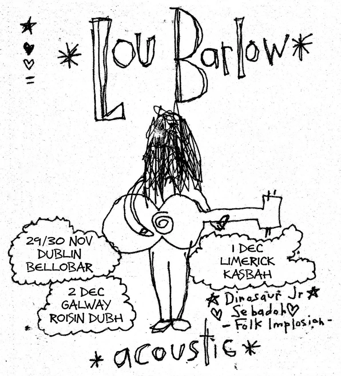 Don&rsquo;t miss the one and only Lou Barlow at R&oacute;is&iacute;n Dubh tomorrow night!! Dinosaur Jr., Sebadoh, Folk Implosion!!! Can&rsquo;t wait