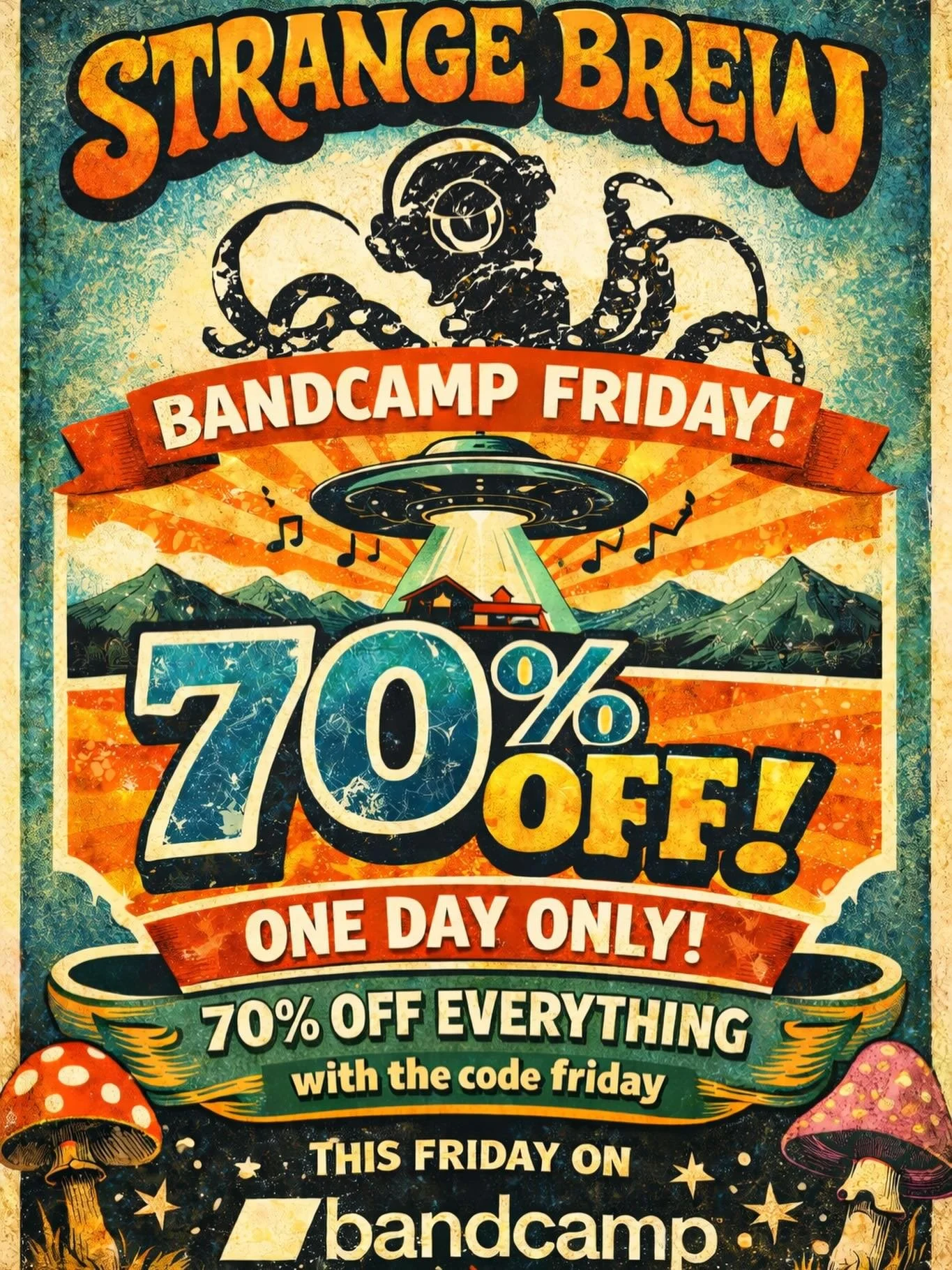 Happy Bandcamp Friday! Use the code friday for a spring cleaning inspired 70% off over on the Strange Brew page