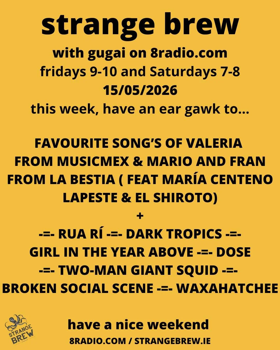 Deep dive into Mexican music this week with the best people in the world. My new best friends for ever, Valeria from MusicMex, and Fran &amp; Mario from La Bestia, tell me about a song they love. You should meet them. Also, check out Two-Man Giant Sq