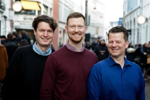 The founders of SupWiz: Mathias Bæk Tejs Knudsen, Søren Dahlgaard and Stephen Alstrup. Photo: Maiken Kestner for Innovation Fund Denmark