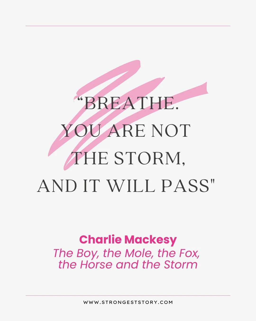 "Once in a while, out of the blue, your heart spins, and it can feel like you're falling, with nothing toehold on to. But you are not the storm, and it will pass." - Charlie Mackesy