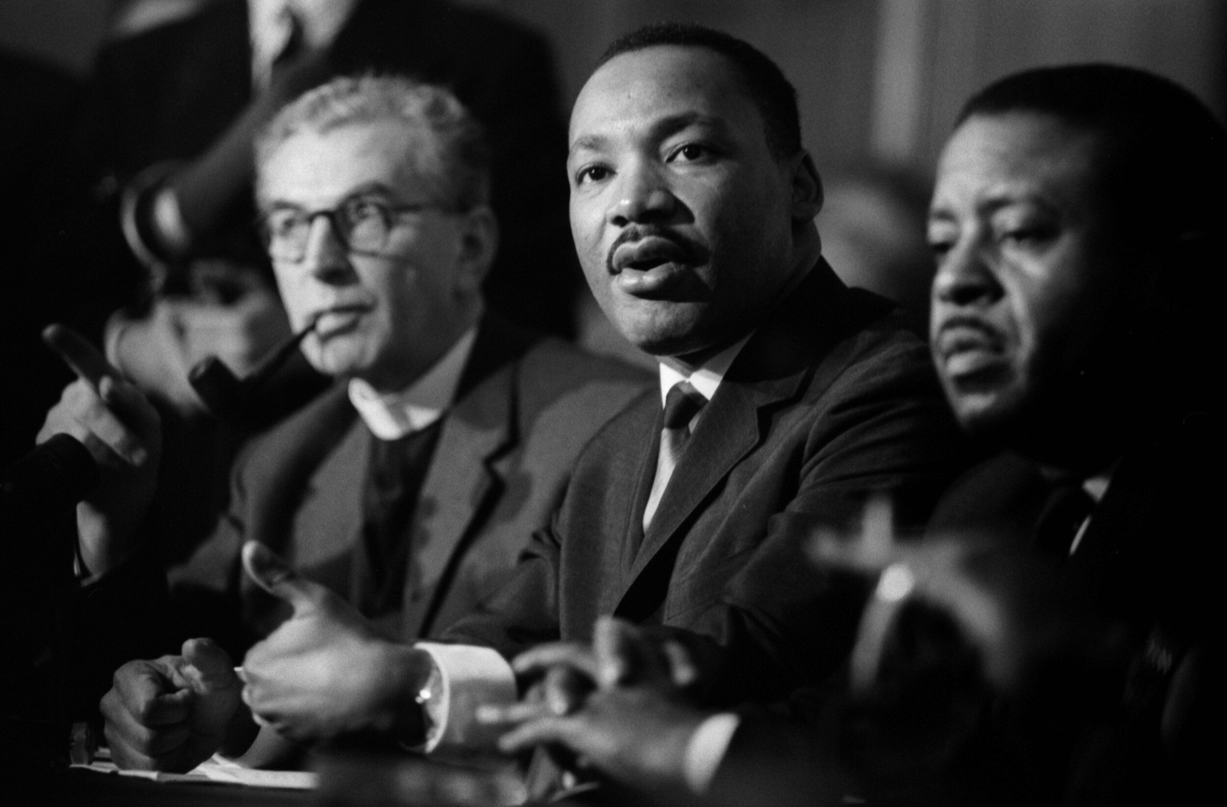 Canon Collins, Dr Martin Luther King & Ralph Abernathy, Oxford Peace Conference, England, 1963