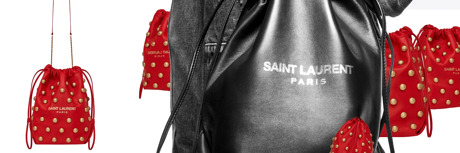 Teddy pouch in lambskin decorated with tapissier studs, €1,990 at ysl.com .
