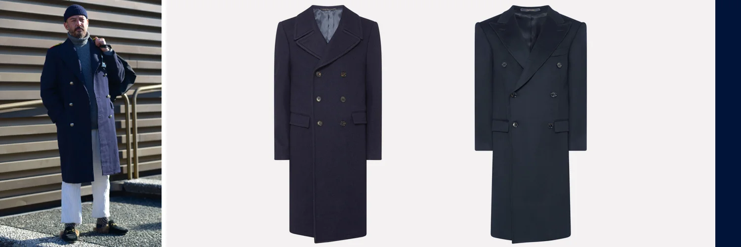 Mid: Crombie Military Style Overcoat, €1,225. Right: Crombie King Overcoat, €1,235, both available at Brownthomas.com