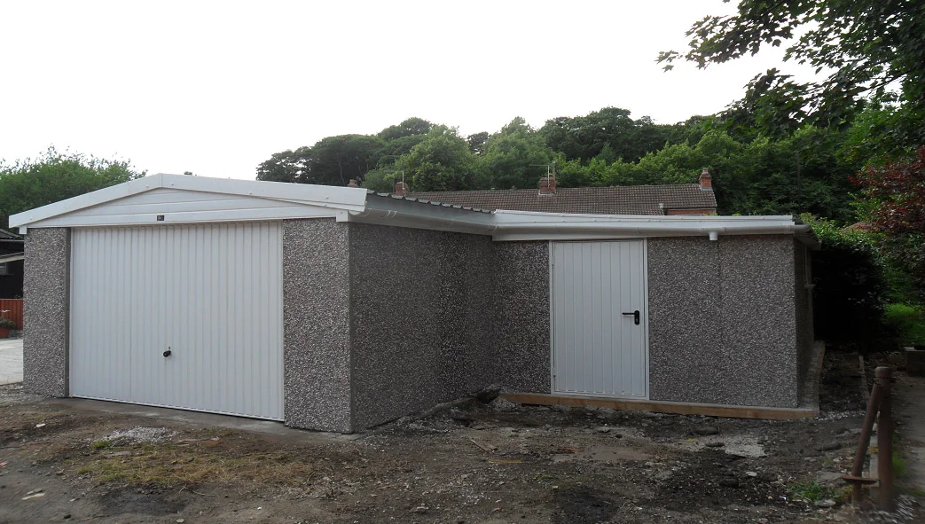 This building was created for a customer wanting an L shaped building that combined a Garage and a Shed into one.