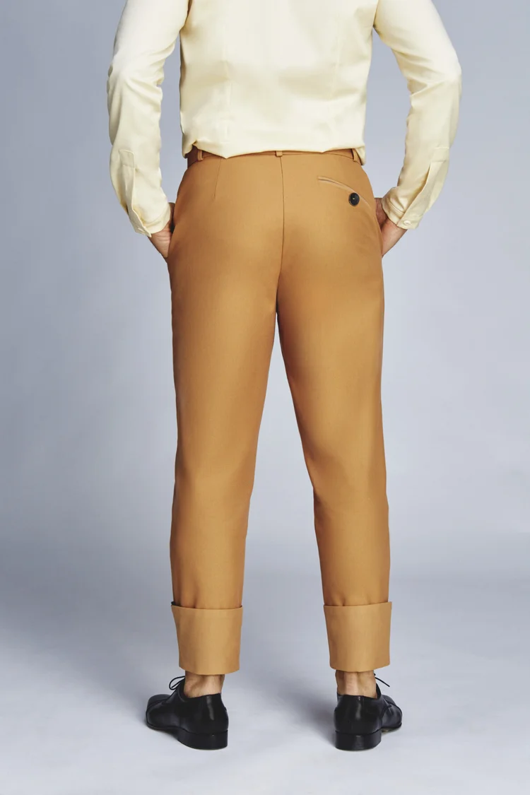 white christmas dresses Cuttel Slim Fit Brown Pinstripe Trousers