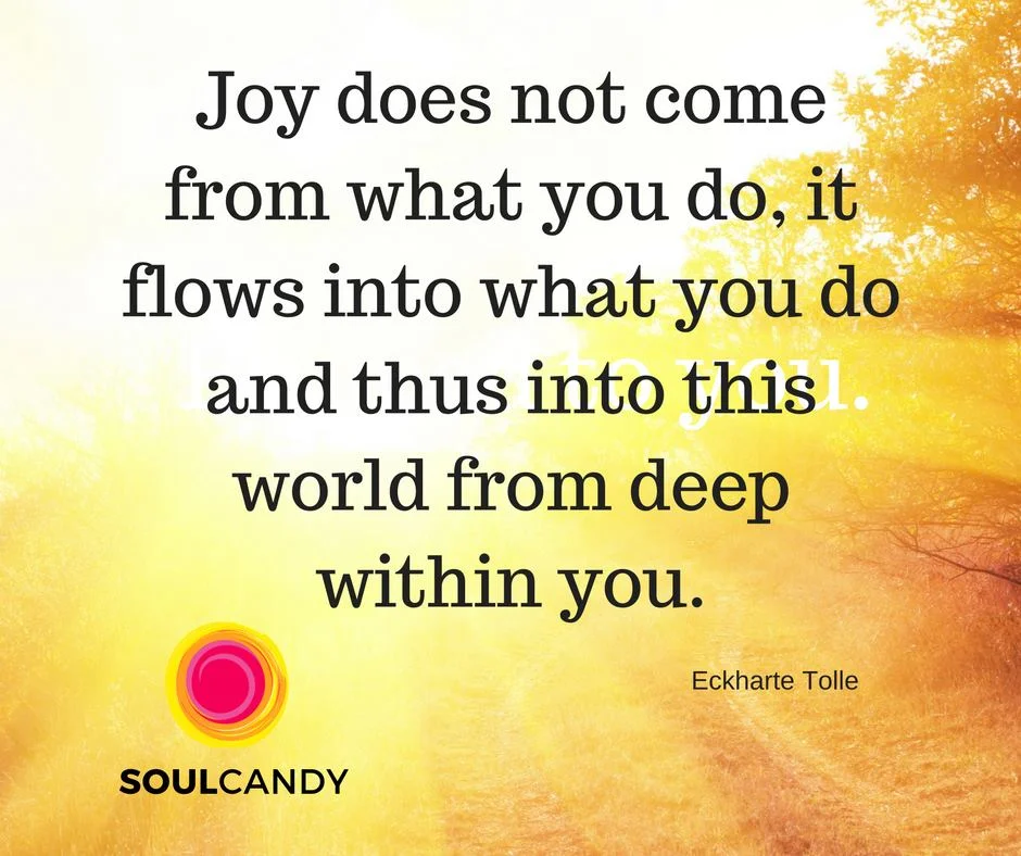 Joy does not come from what you do...