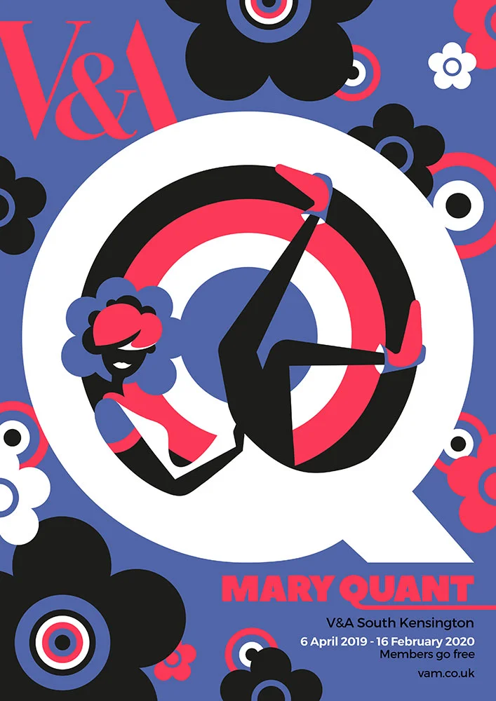 Triptych of advertising posters for The V&A Mary Quant exhibition - self initiated