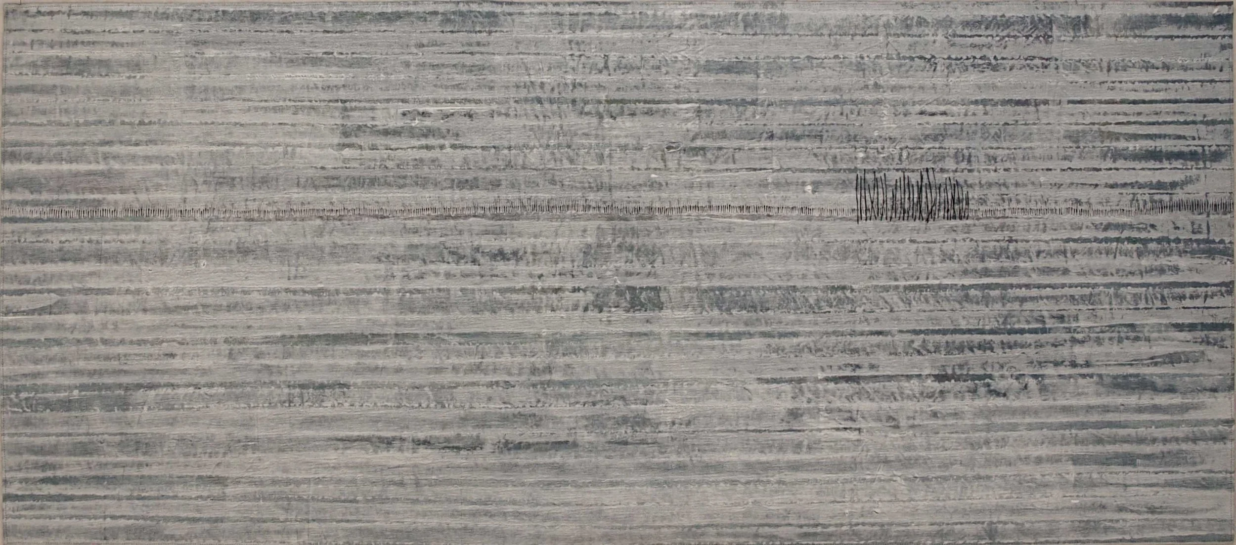 ‘Arctic Boundary’. Cotton, acrylic paint & ink, hand stitch. 138cm wide x 61cm tall