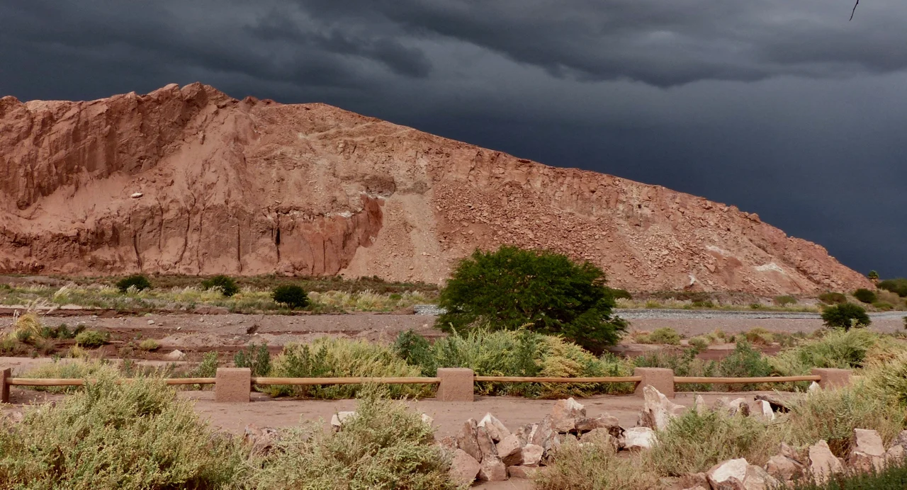 A huge storm coming across from the Andes; the inspiration for Red Rock, River & Rain’.