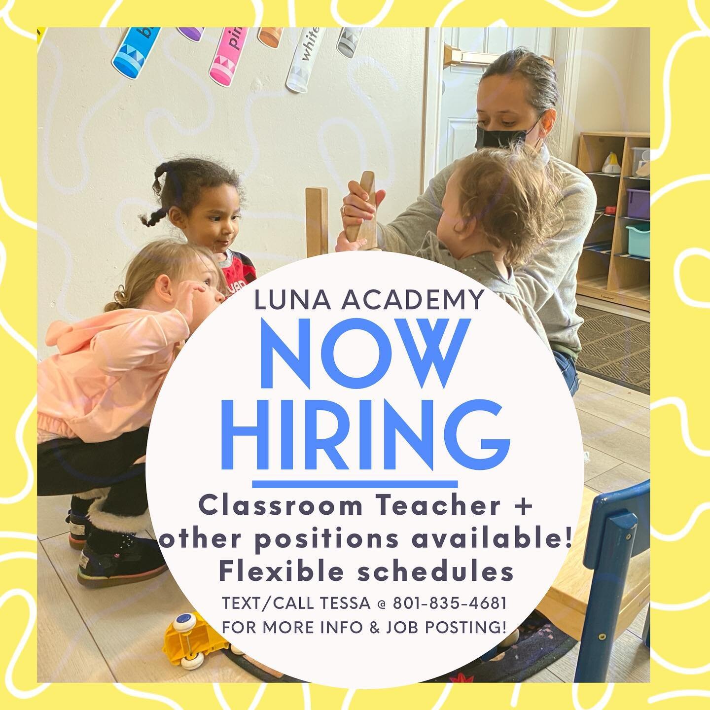 Please feel free to share! The following positions are available: Classroom Teacher, Substitute, Opener 

Message me for more info and specific job postings!