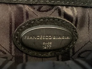 Sac Tote Francesco Biasia En Cuir Noir Et Argenté - Occasion Authentique - Style Sac à Main Femme