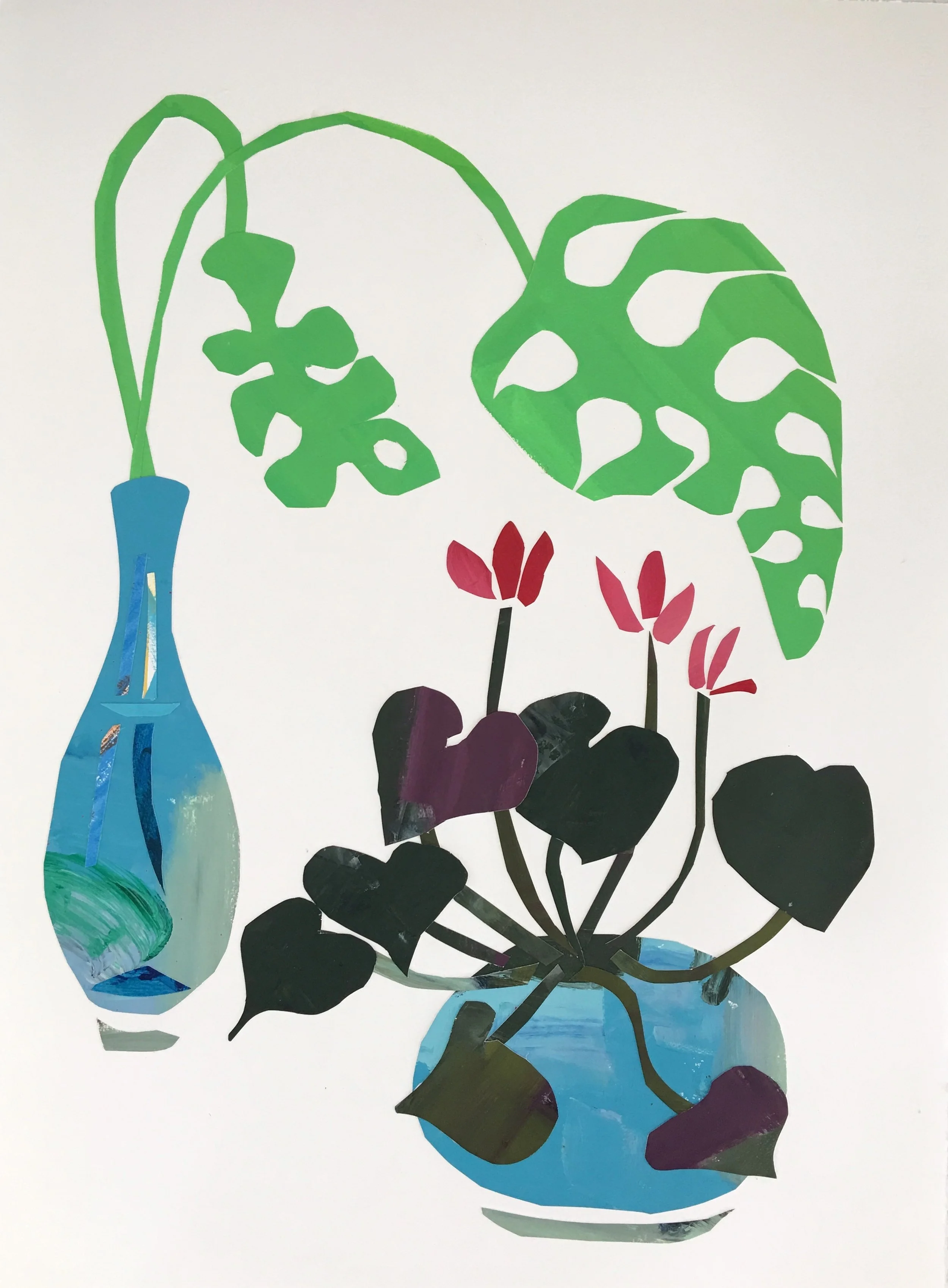 Collage, Cyclamen I, 30x23