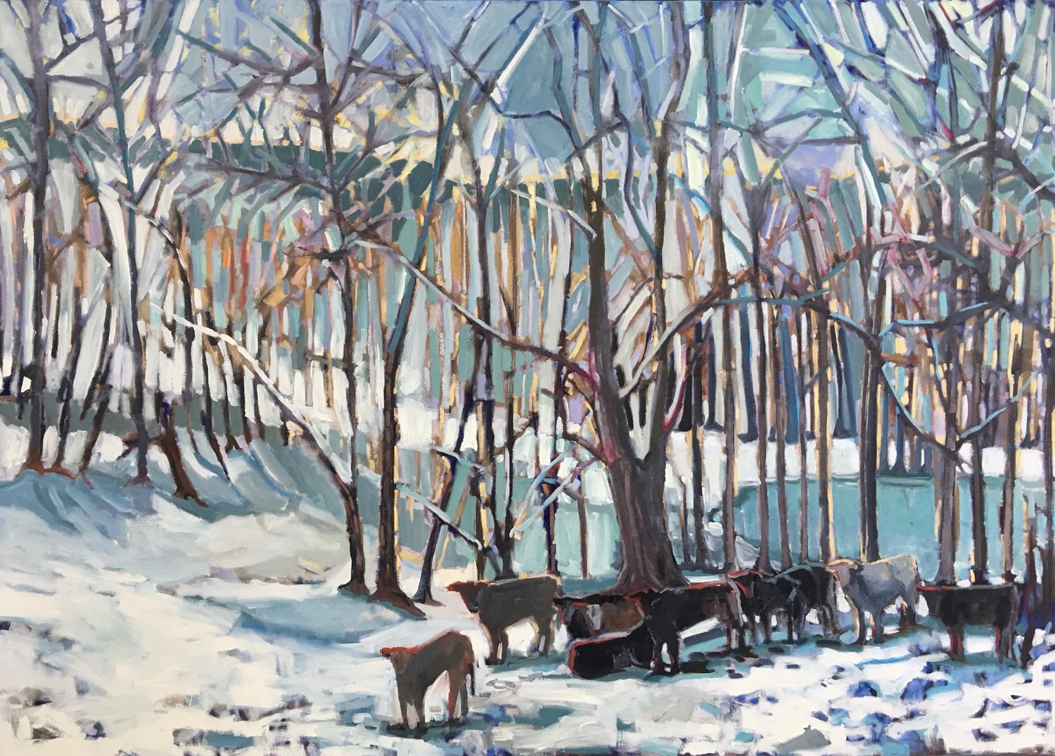 Cows in the Snow, 60x84, $15,000.