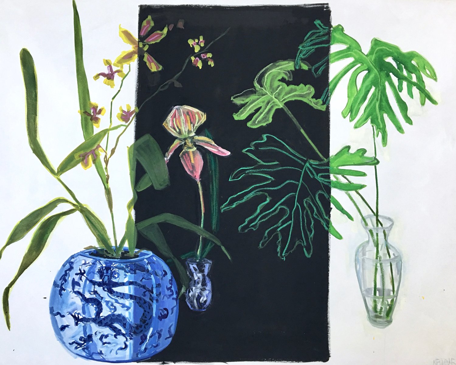 Orchids and Leaves, 48x60