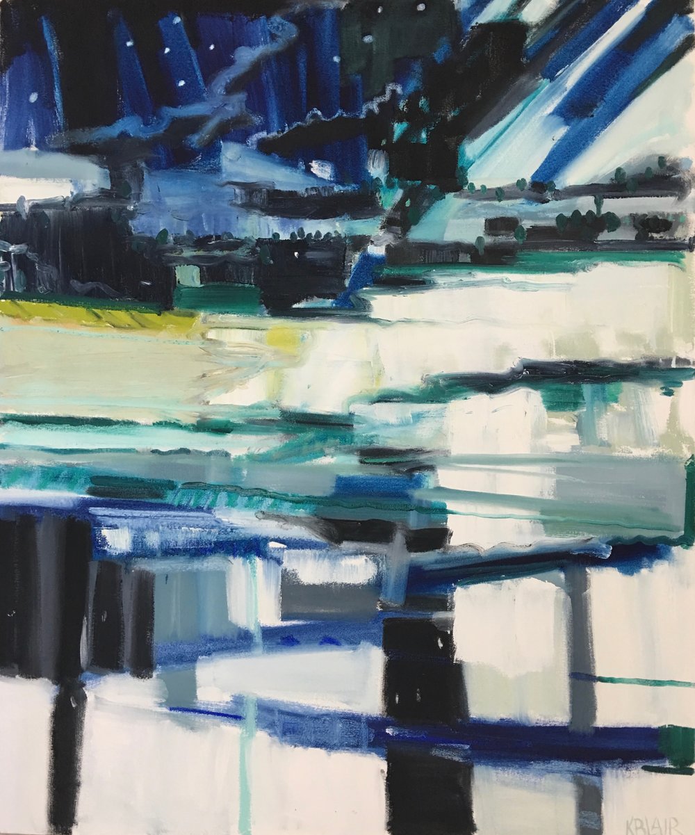 Nightfall at the Reservoir, 36x30, $4,000.