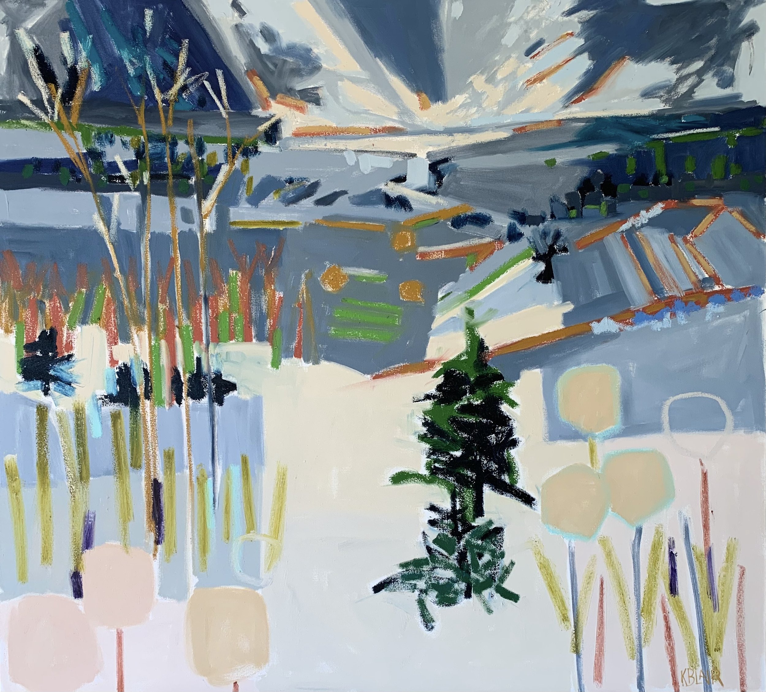 Mountains at Dawn, 44x48, $7,000.