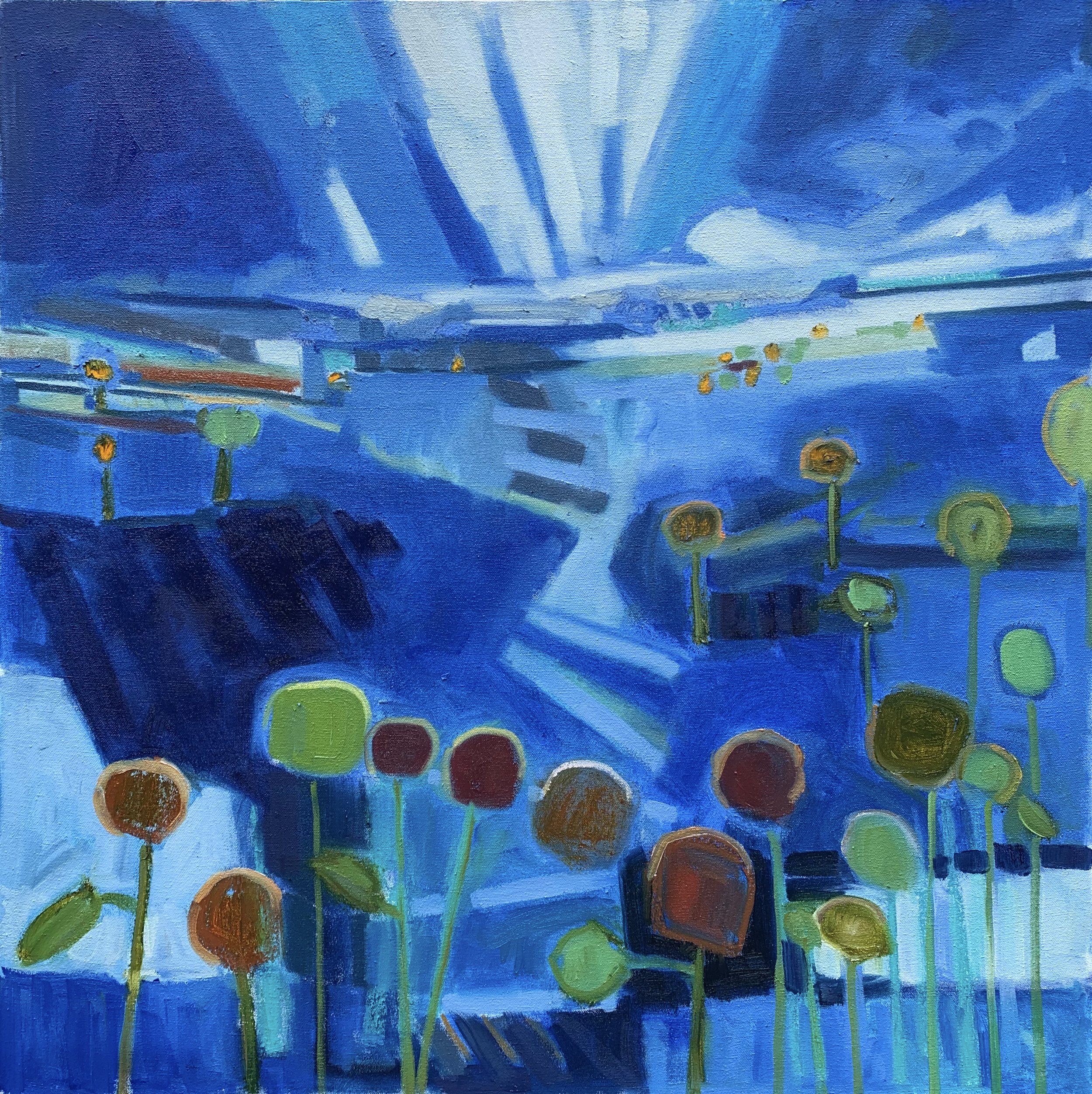 Evening Flowers, 30x30, $3,500.
