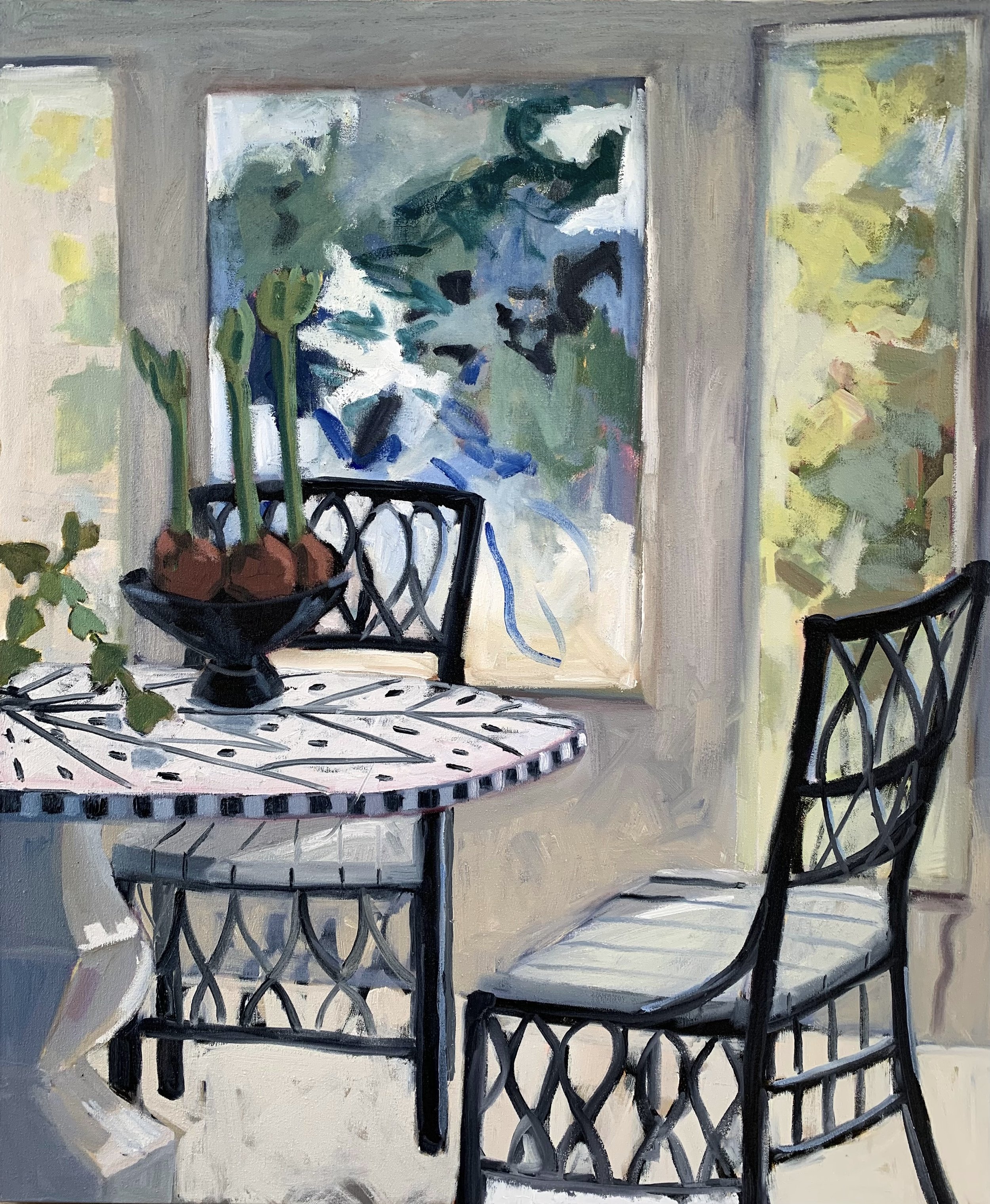 Two Black Chairs, 36x30, $4,000.