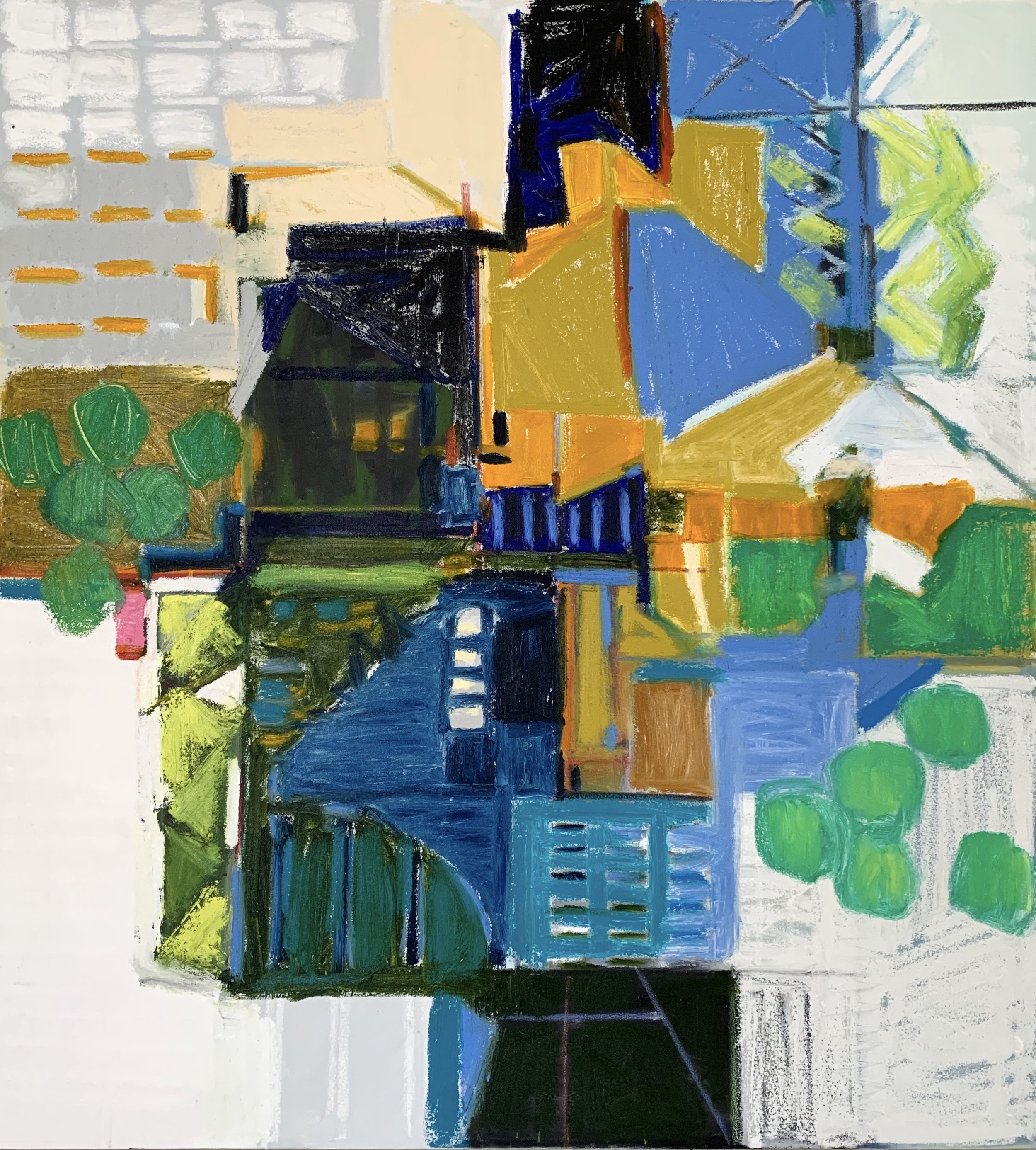 Driving into Town, 48x44, $7,000.