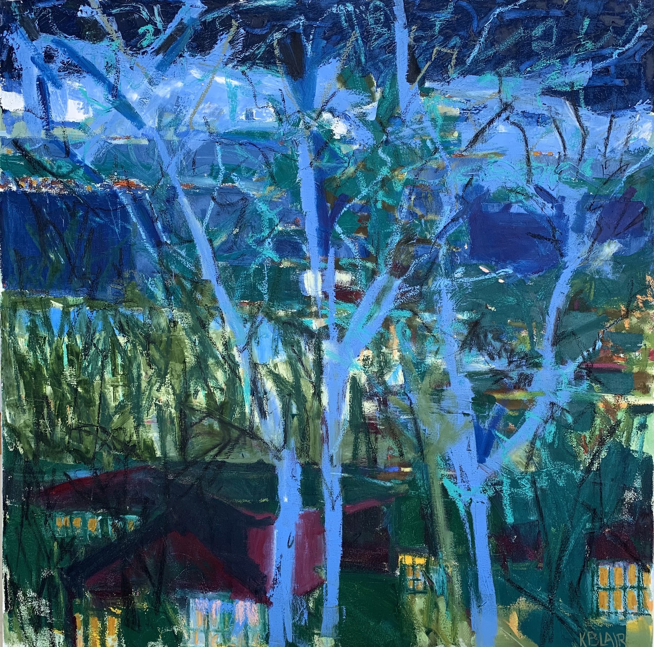 Trees at Night, 36x36, $4,500.