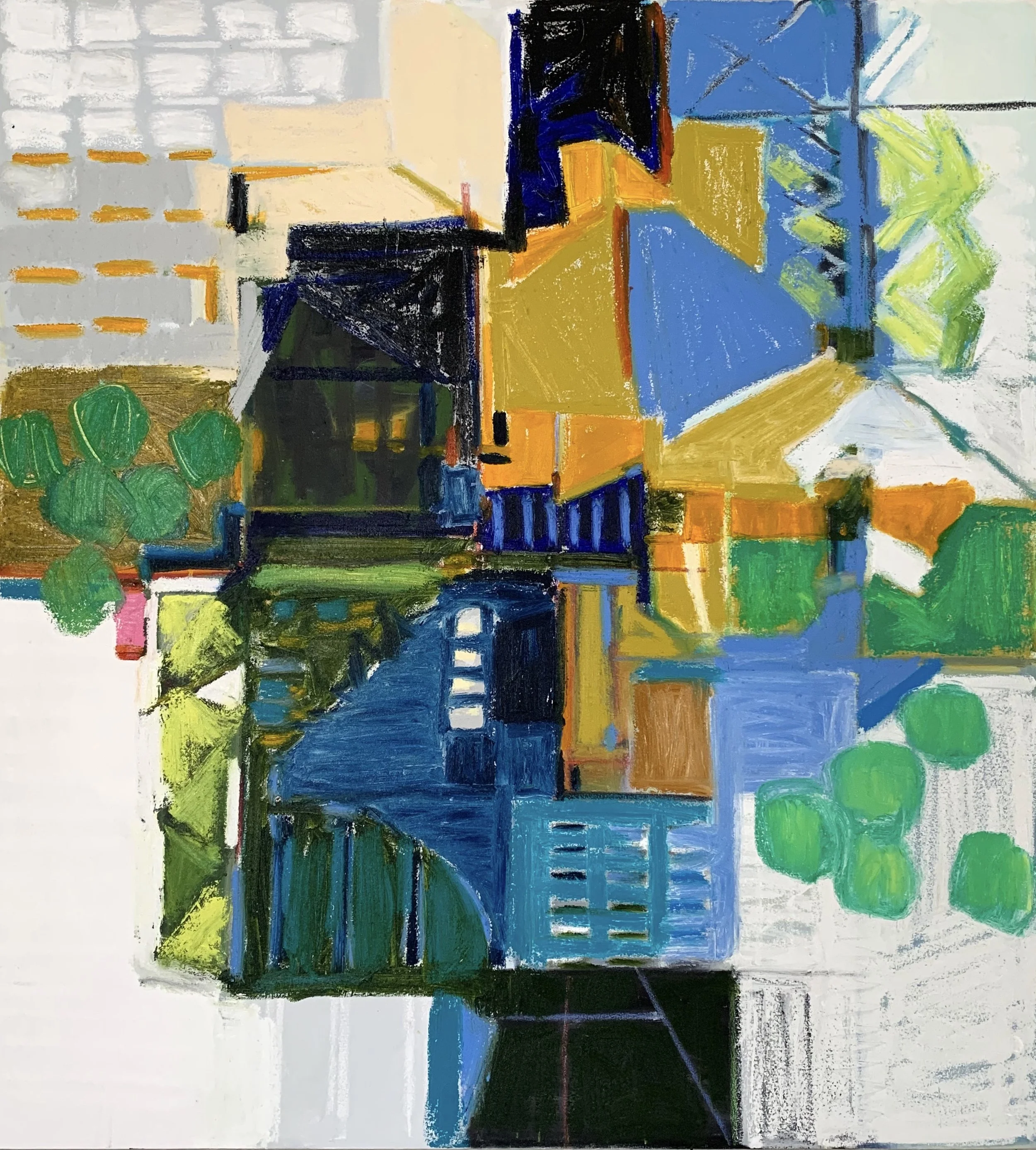 Driving into Town, 48x44, $7,000.